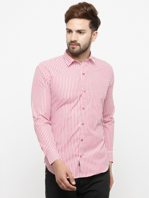 

JAINISH Men Red & White Slim Fit Striped Casual Shirt
