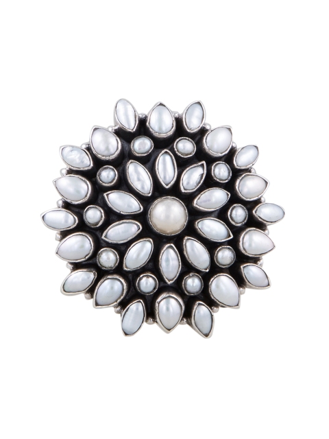 

ahilya Sterling Silver Adjustable Pearl Ring