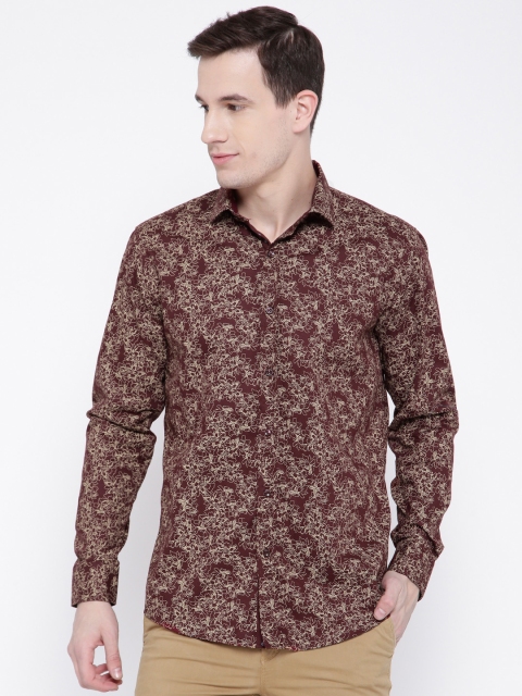 

DENNISON Men Maroon & Blue Slim Fit Printed Casual Shirt