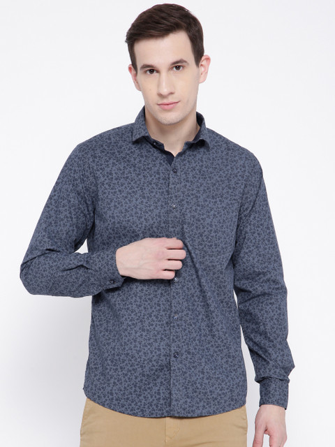

DENNISON Men Navy Blue Comfort Slim Fit Printed Casual Shirt