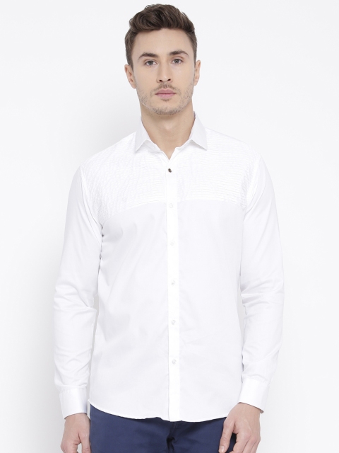 

DENNISON Men White Comfort Slim Fit Solid Casual Shirt