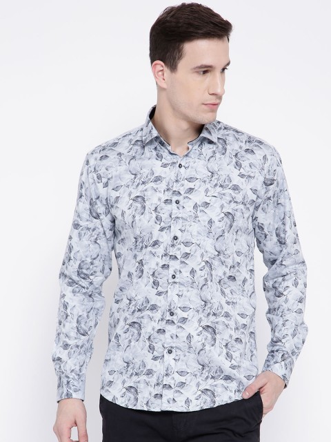 

DENNISON Men Grey Comfort Slim Fit Printed Casual Shirt