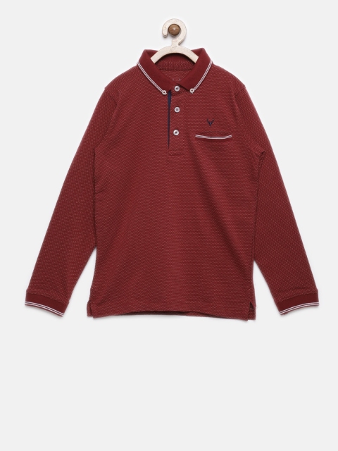 

Allen Solly Junior Boys Maroon Self Design Round Neck T-shirt