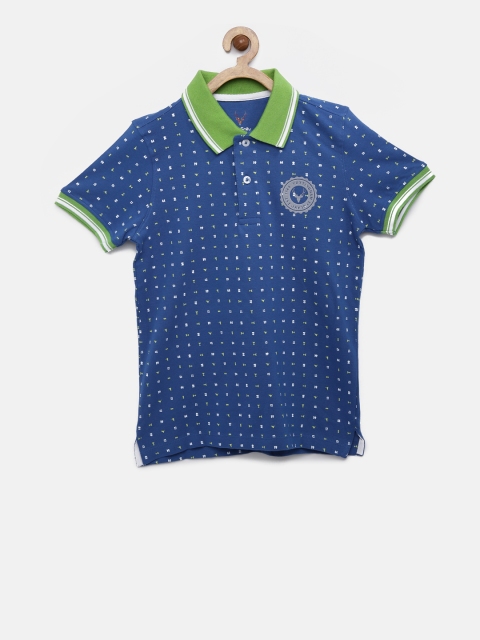 

Allen Solly Junior Boys Blue Printed Polo Collar T-shirt