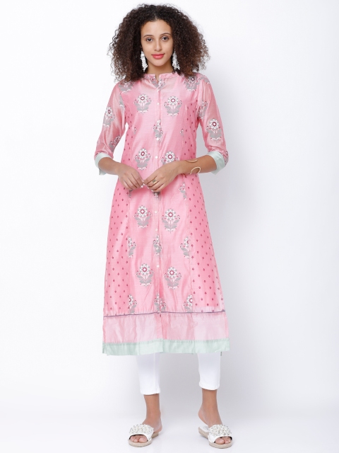 

Vishudh Women Pink Printed Straight Kurta