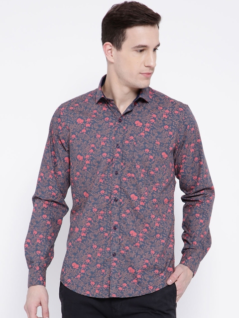 

DENNISON Men Blue & Red Slim Fit Printed Casual Shirt