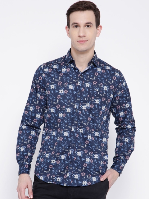 

DENNISON Men Navy Blue Comfort Slim Fit Printed Casual Shirt