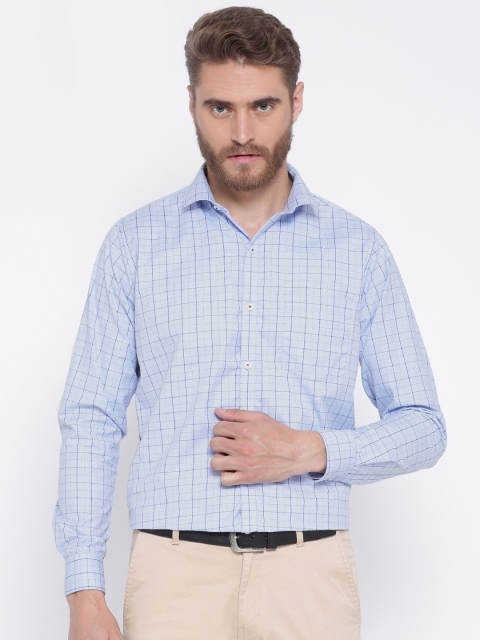 

DENNISON Men Blue & Navy Blue Regular Fit Checked Formal Shirt