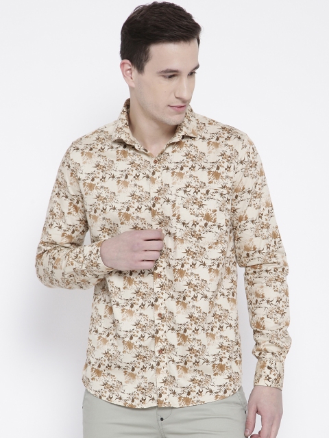 

DENNISON Men Beige & Brown Slim Fit Printed Casual Shirt