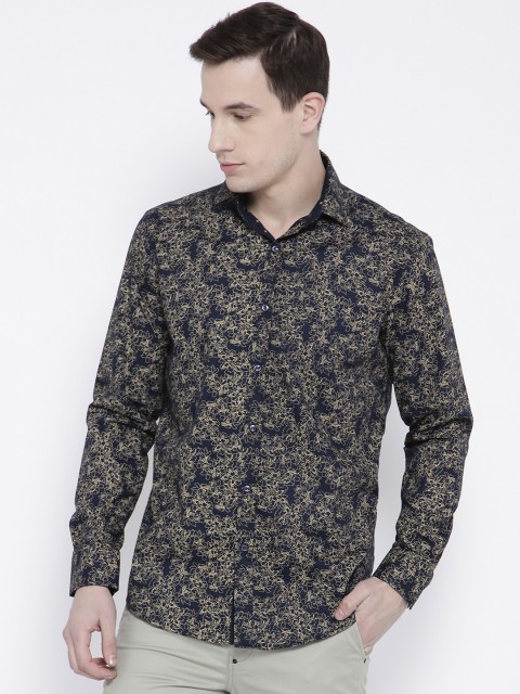 

DENNISON Men Navy Blue & White Slim Fit Printed Casual Shirt
