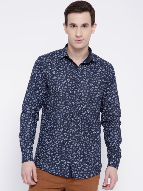 

DENNISON Men Navy Blue Comfort Slim Fit Printed Casual Shirt