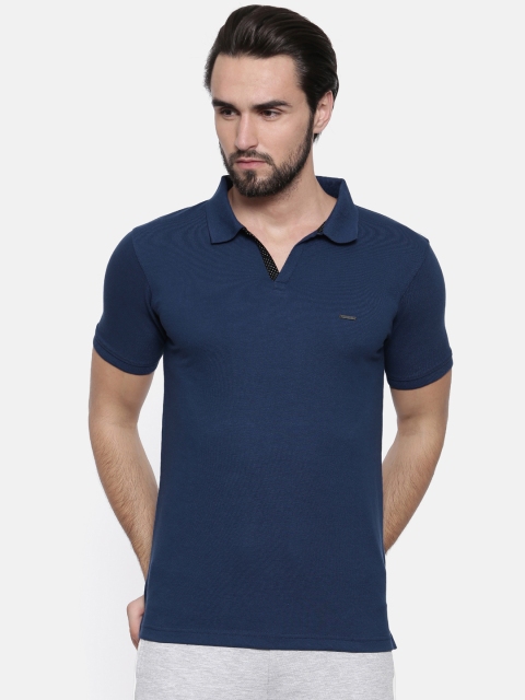 

Proline Men Navy Blue Solid Polo Collar T-shirt