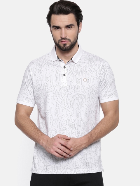 

Proline Men White Printed Polo Collar T-shirt
