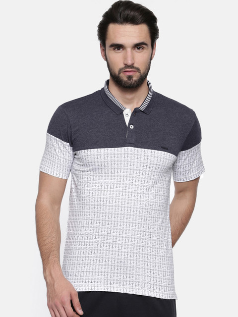 

Proline Men White Printed Polo Collar T-shirt