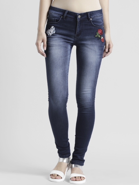 

Devis Women Blue Mid-Rise Embroidered Jeans