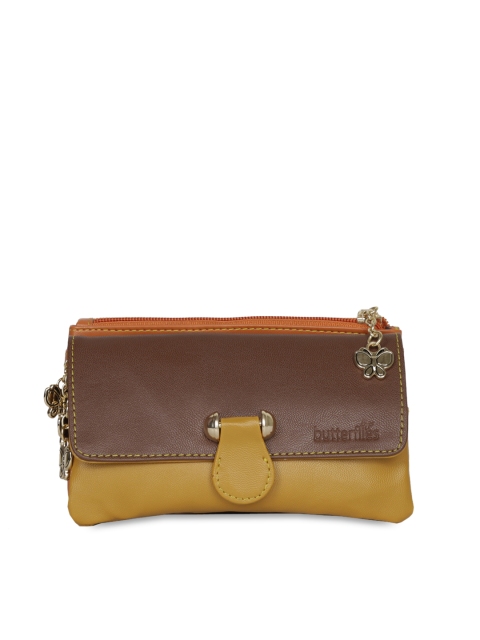 

Butterflies Women Brown & Mustard Colourblocked Two Fold Wallet