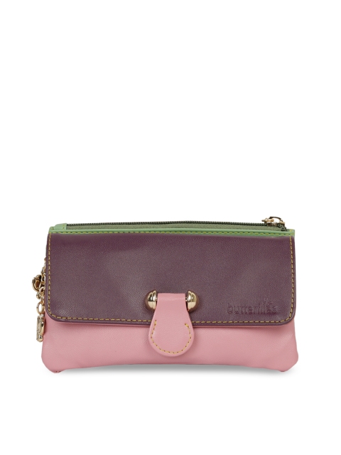 

Butterflies Women Pink & Purple Colourblocked Two Fold Wallet
