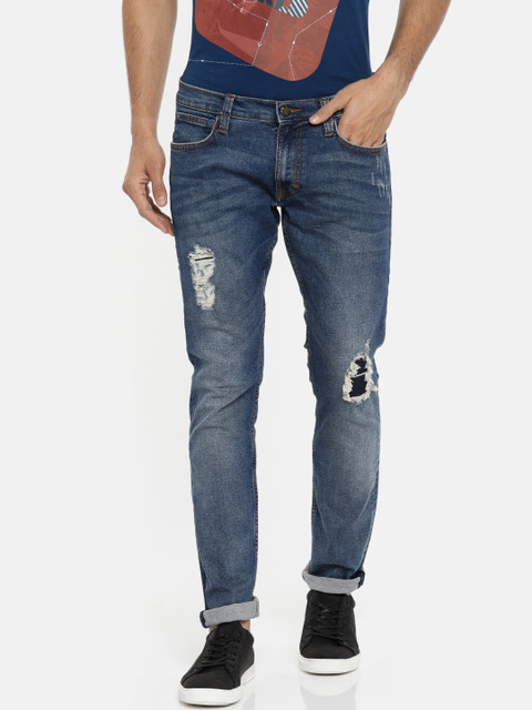

Lee Men Blue Skinny Fit Mid-Rise Mildly Distressed Stretchable Jeans