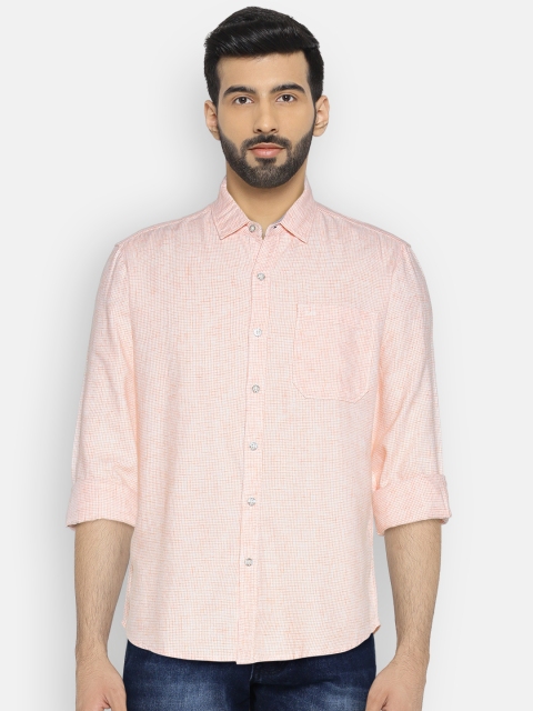 

Lee Men Orange & Off-White Slim Fit Checked Casual Shirt
