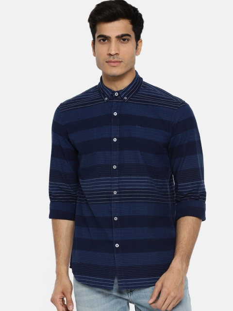 

Lee Men Navy Slim Fit Striped Casual Shirt, Navy blue