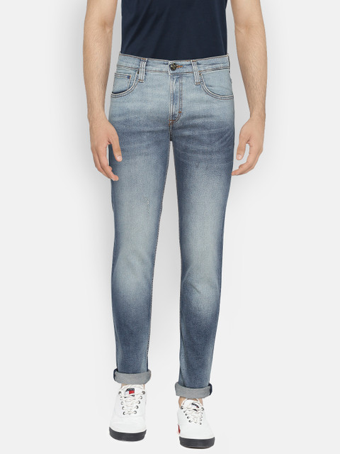 

Lee Men Blue Bruce Skinny Fit Mid-Rise Low Distress Stretchable Jeans