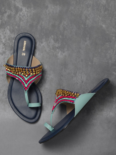

Anouk Women Blue Woven Design Synthetic One Toe Flats
