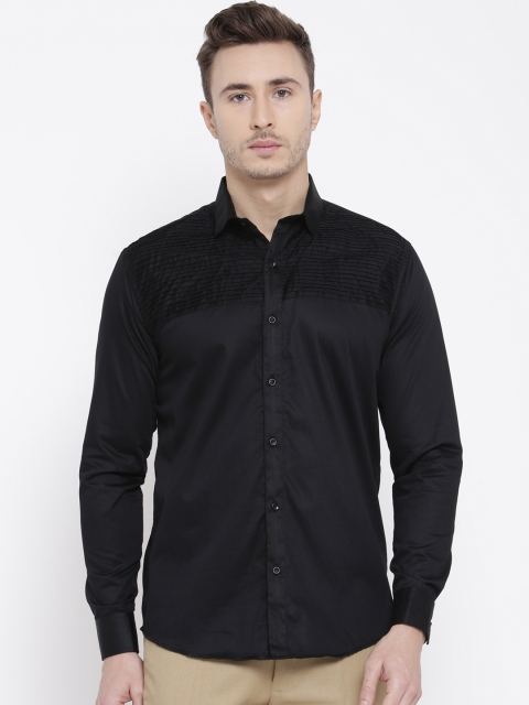 

DENNISON Men Black Comfort Slim Fit Solid Party Shirt