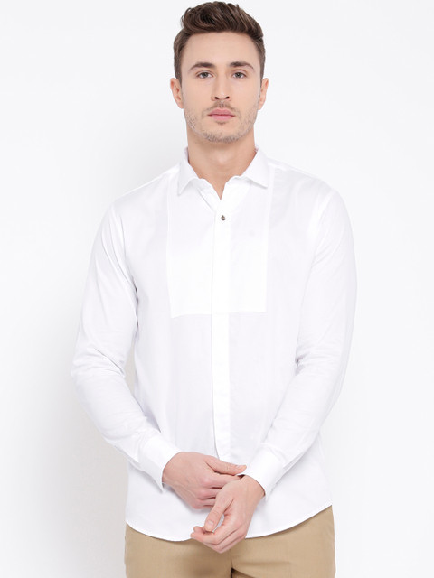 

DENNISON Men White Comfort Slim Fit Solid Casual Shirt