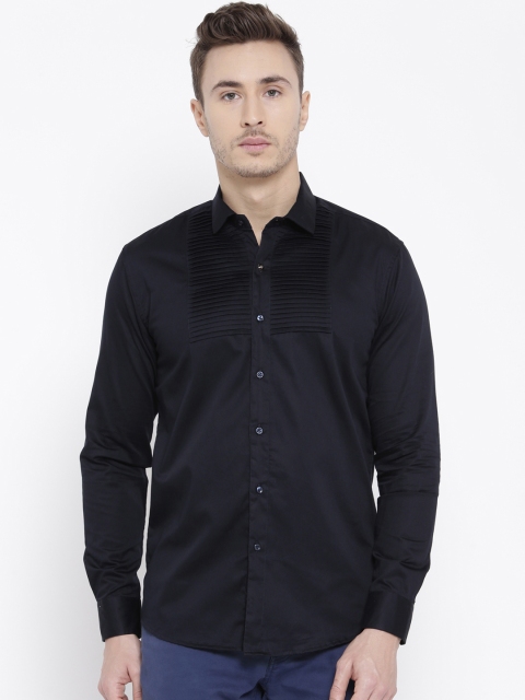 

DENNISON Men Navy Blue Comfort Slim Fit Solid Casual Shirt