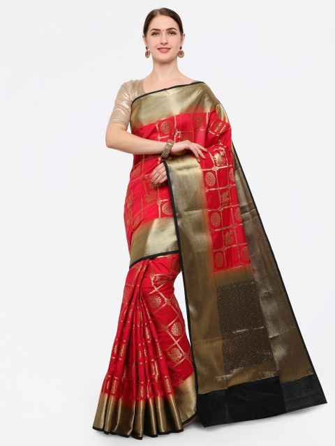 

Saree mall Red Silk Blend Woven Design Banarasi Saree