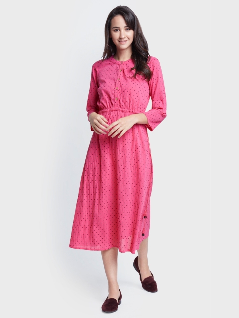 

Global Desi Women Pink Printed A-Line Dress