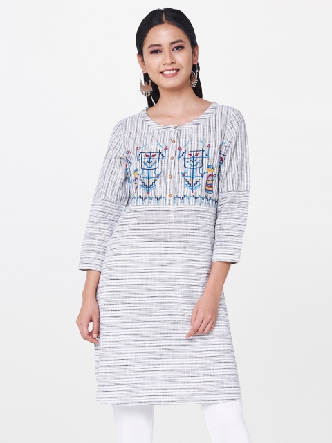 

Global Desi Grey Self Design Tunic