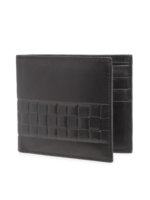 

Teakwood Leathers Men Black Textured Two Fold Leather Wallet