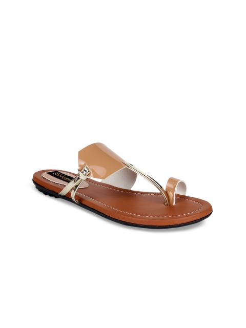 

Shoetopia Women Tan Solid Synthetic One Toe Flats
