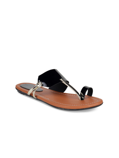 

Shoetopia Women Black Solid Synthetic One Toe Flats