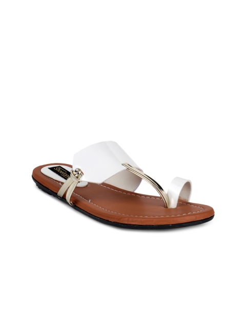 

Shoetopia Women White Solid Synthetic One Toe Flats