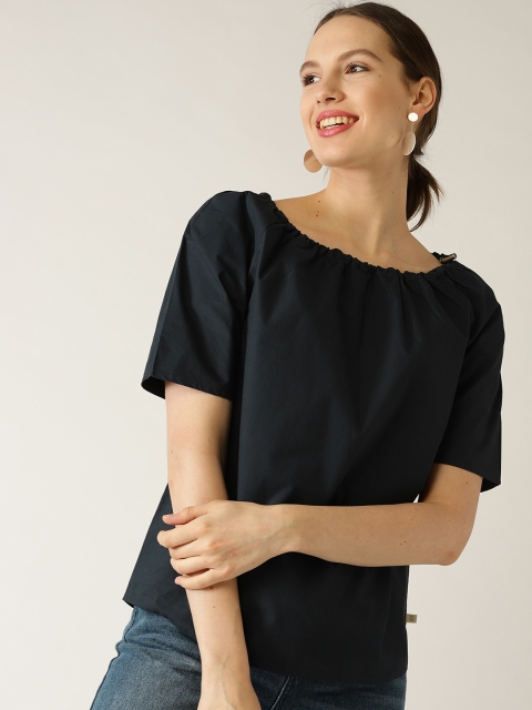 

United Colors of Benetton Women Navy Blue Solid Top