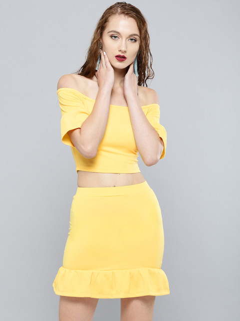 

Veni Vidi Vici Women Yellow Solid Two-Piece Dress