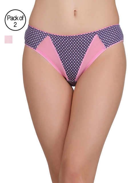 

Clovia Pack of 2 Low Rise Printed Hipster Brief COMPN0438, Blue