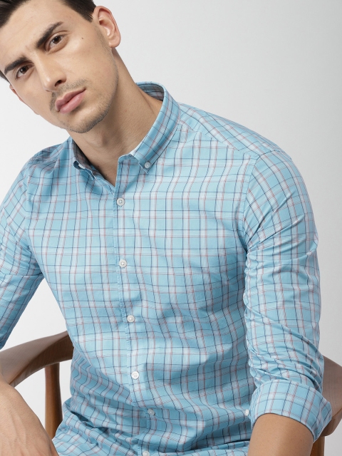 

INVICTUS Men Blue Slim Fit Checked Casual Shirt