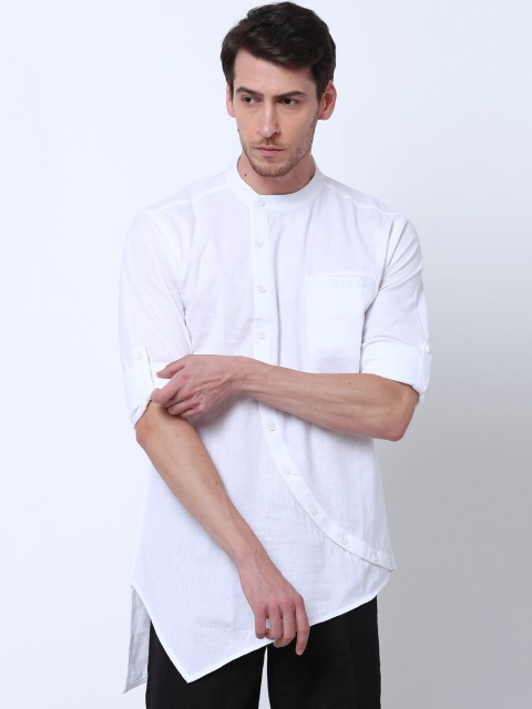 

Svanik Men White Solid Straight Kurta