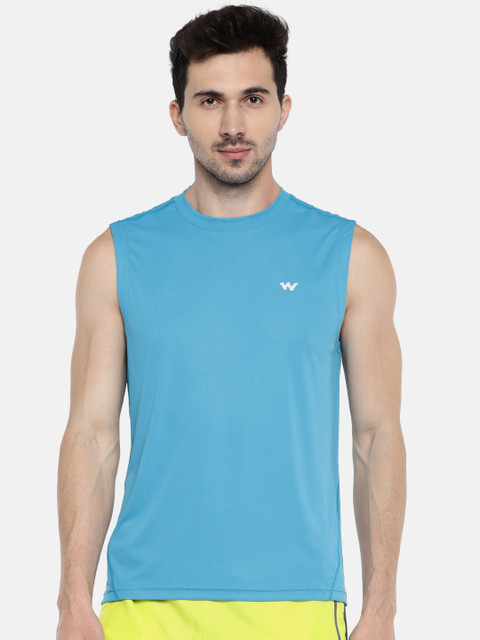 

Wildcraft Men Blue Solid Round Neck Poly Tank Vest T-shirt
