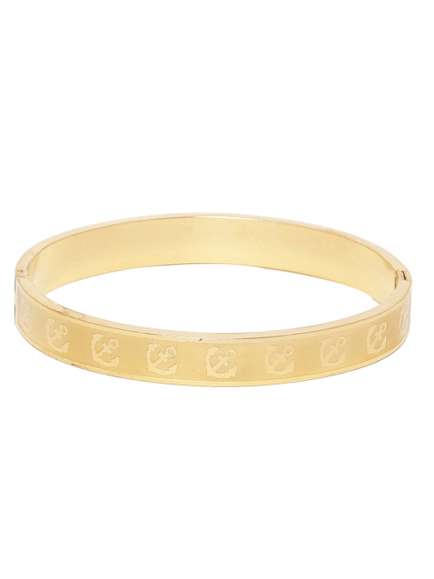 

Dare by Voylla Gold-Toned Stainless Steel Gold-Plated Handcrafted Bangle-Style Bracelet