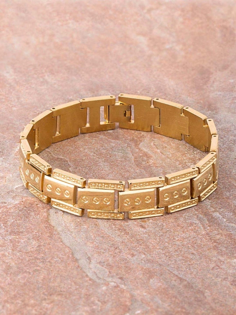 

Dare by Voylla Gold-Toned Stainless Steel Gold-Plated Handcrafted Link Bracelet