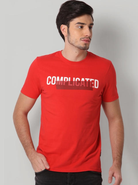 

ONLY & SONS Men Red Printed Round Neck T-shirt