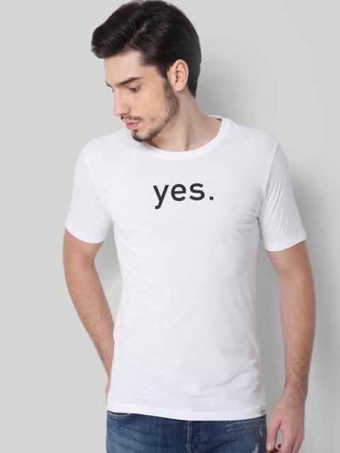 

ONLY & SONS Men White Printed Round Neck T-shirt