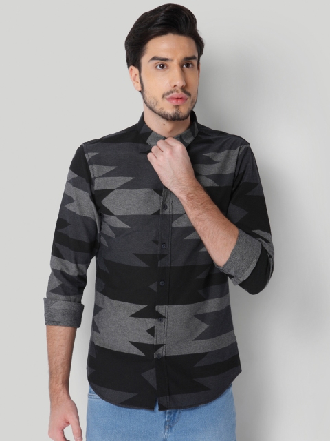 

ONLY & SONS Men Grey Slim Fit Self-Design Casual Shirt