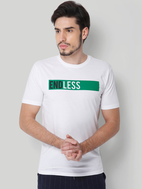 

ONLY & SONS Men White Printed Round Neck T-shirt
