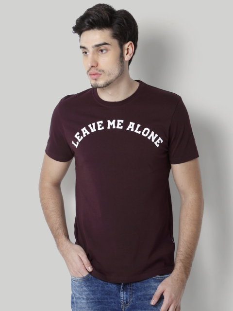 

ONLY & SONS Men Maroon Printed Round Neck T-shirt