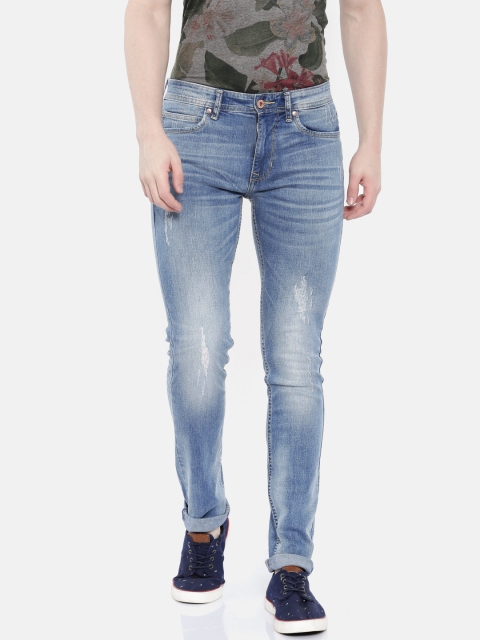 

ONLY & SONS Men Blue Skinny Fit Mid-Rise Mildly Distressed Stretchable Jeans